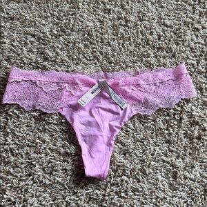 Victoria’s Secret Dream Angels Thong Panty Pink Lace Large L NWT